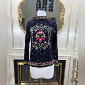 Vintage Rainbow Ridge Sweater S | Nordic Floral Knit‎ Hong Kong Acrylic